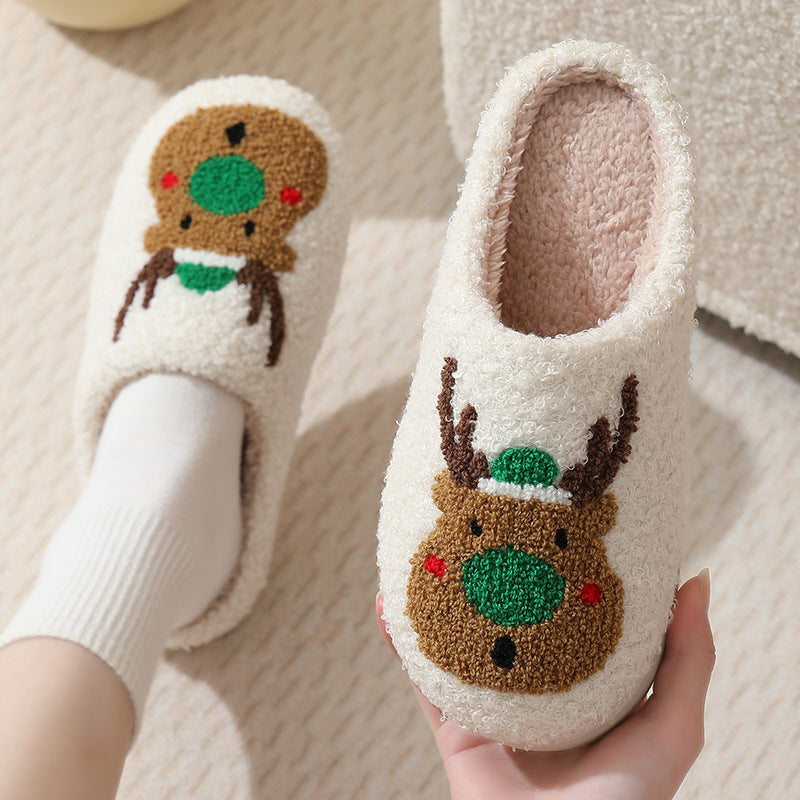 Cozy Reindeer Cartoon Plush Slippers