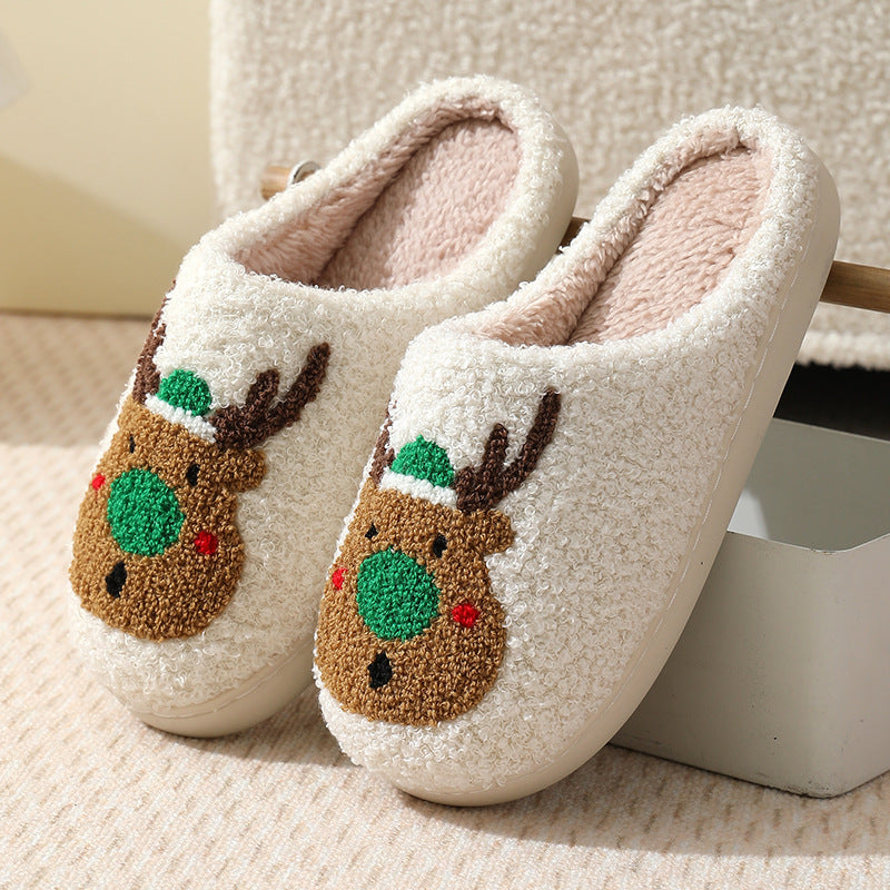 Cozy Reindeer Cartoon Plush Slippers