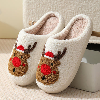 Cozy Reindeer Cartoon Plush Slippers
